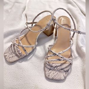 Snake Skin Print Heeled Sandals
